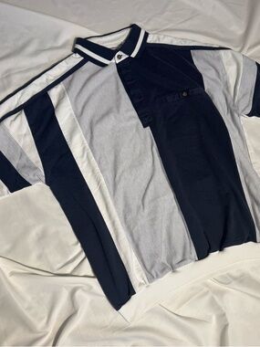 Vintage 80s 90s Colorblock Chunky Striped Polo Short Sleeve Pullover